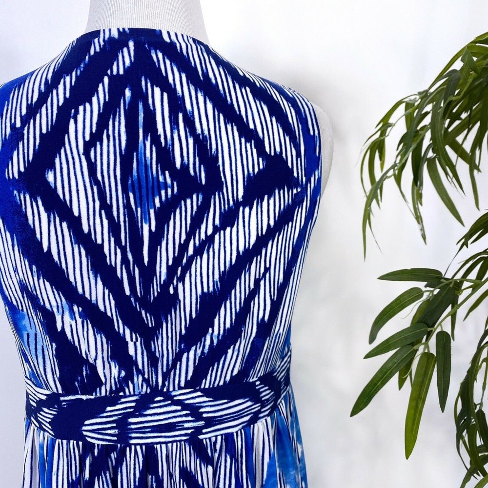 Chico's Blue White Geometric Slimming Tie Dye Maxi - Picture 4 of 12